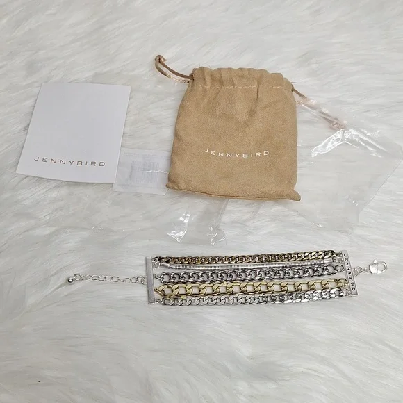 ANTHROPOLOGIE JENNY BIRD Austin Stacked Chains Cuff Bracelet NWT